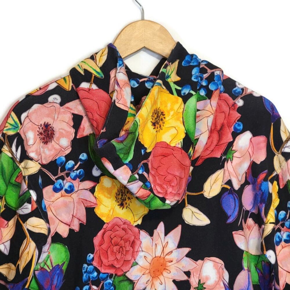 Desigual Floral Tropical Sweatshirt Hooded Kangaroo Front Pocket Lightweight S - Picture 9 of 15